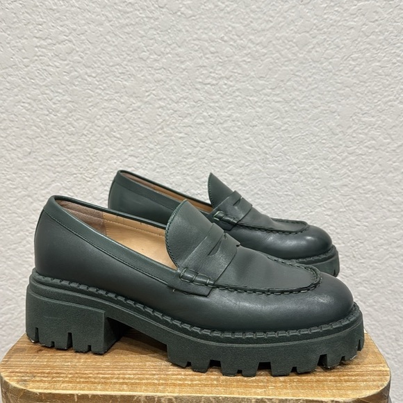 Free People Lyra Lug Sole Loafers Emerald Green Size 39.5 - Picture 2 of 8